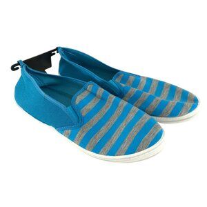 S3 Womens Slip On Sneakers Canvas Striped Blue Gray Size 9
